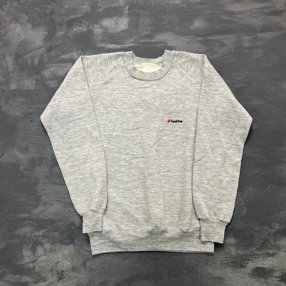 Vintage Lotto Sweatshirt Mens Small Gray 1980s Soccer Football